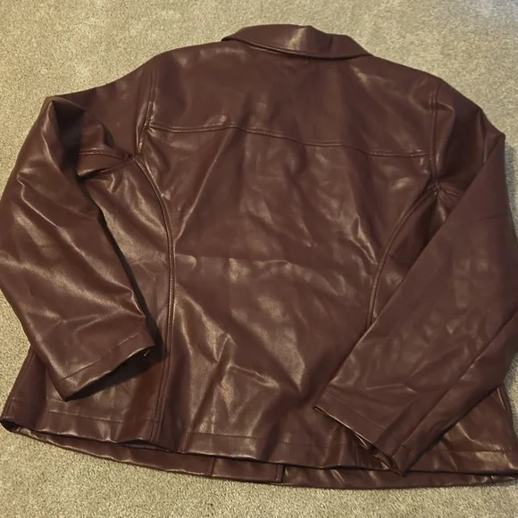 Jaclyn Smith Maroon Moto Polyureethane Jacket - Picture 8 of 9